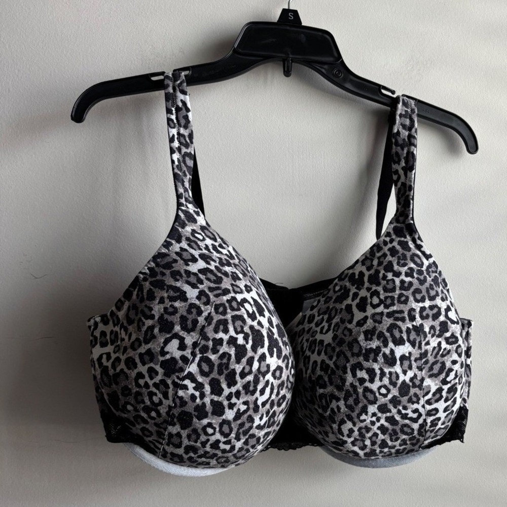 Cacique Gray Leopard Print Bra Women 44DDD